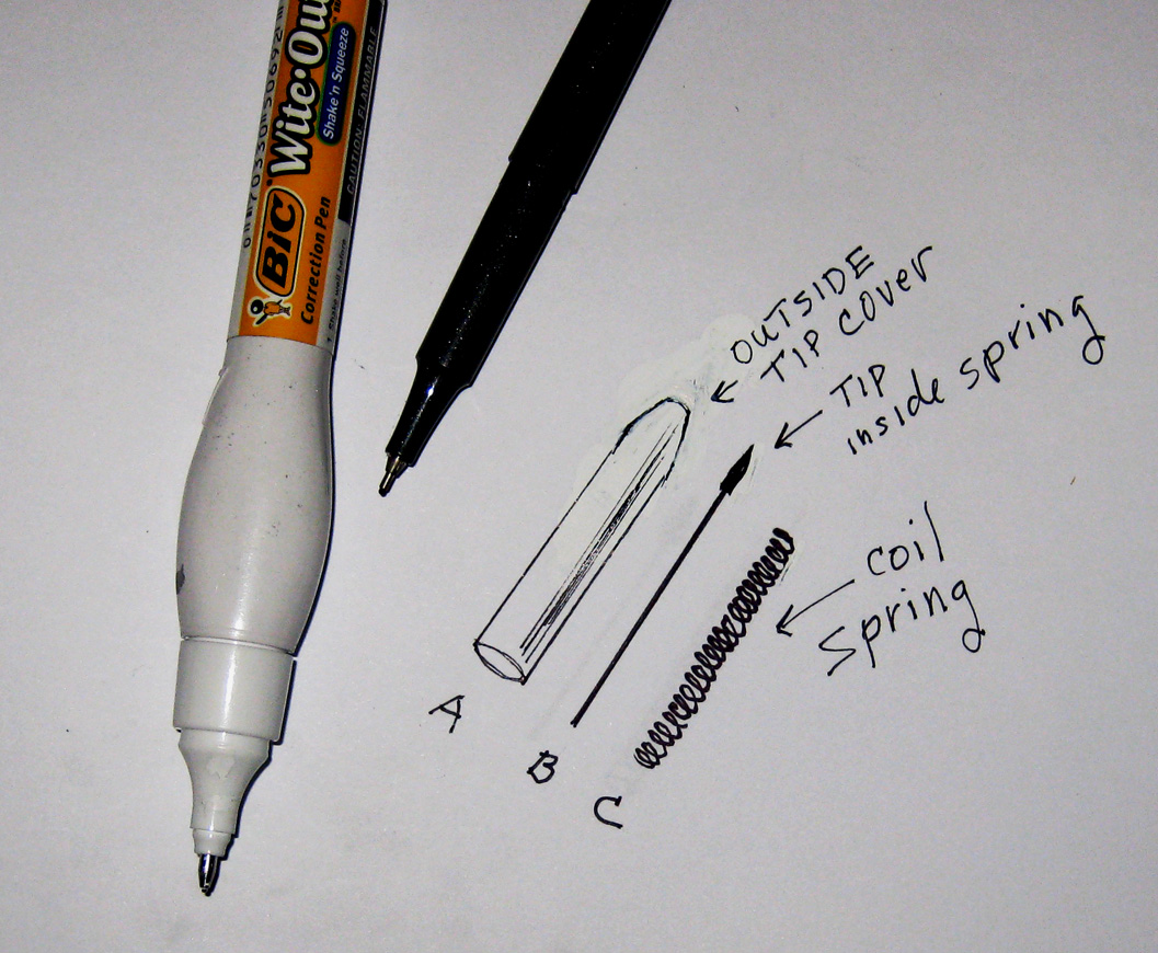 Pen out. Uniball Erasable Pen ads. Correction Pen. White correction Pen Dolphin. Correction Fluid Pen, Pentel Fine point.